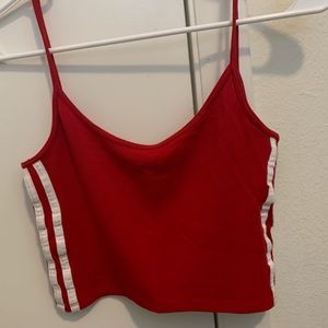 BRANDY MELVILLE RED TANK TOP WITH WHITE STRIPES
